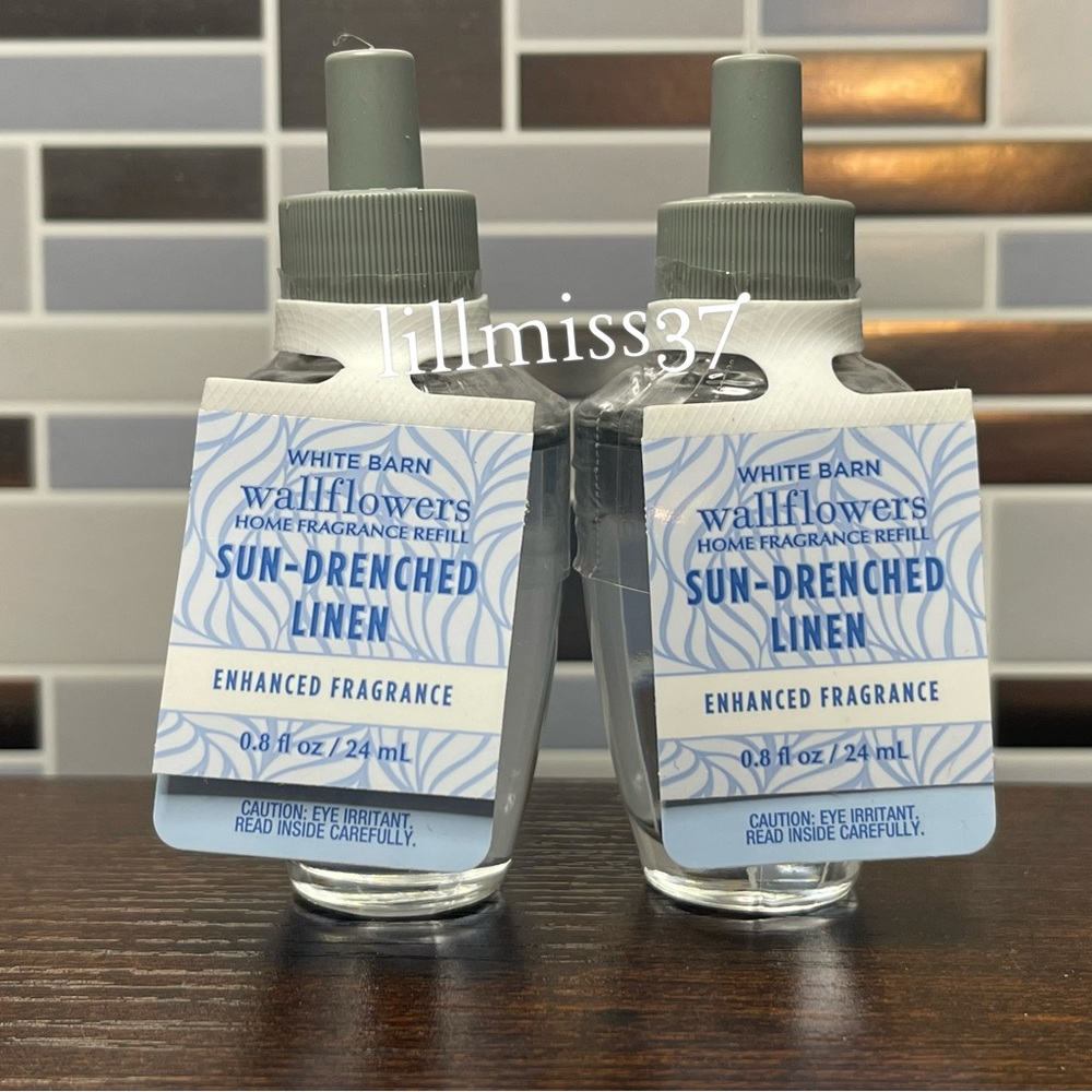 2X SUN DRENCHED LINEN Bath & Body Works Wallflower Refill Bulb Bundle